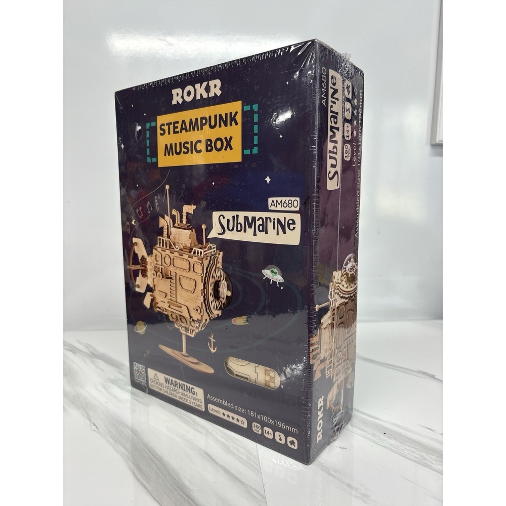 fRokr Steampunk MusicBox AM680 Submarine NEW IN BOX, SEALED - Wooden Mechanical